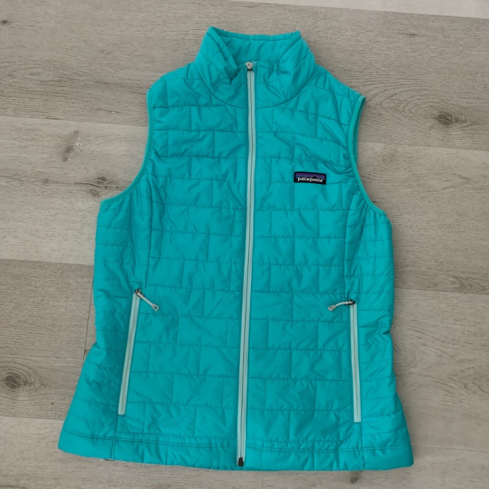 Patagonia Nano Puff Vest Womens Medium Turquoise Blue PrimaLoft Puffer 84247